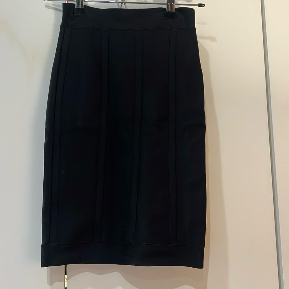 BCBGMaxAzria black bandage midi skirt, size small